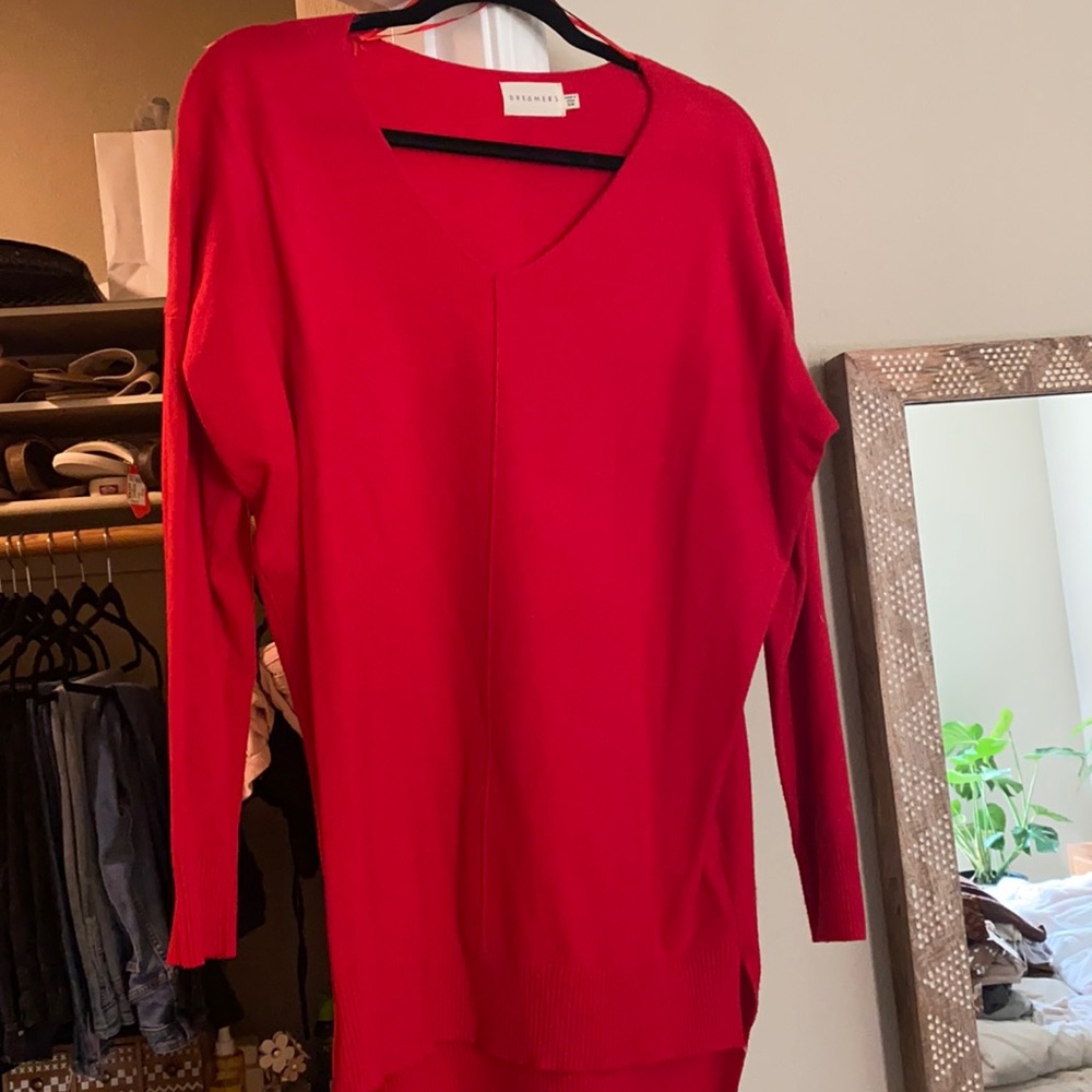 Red oversized sweater